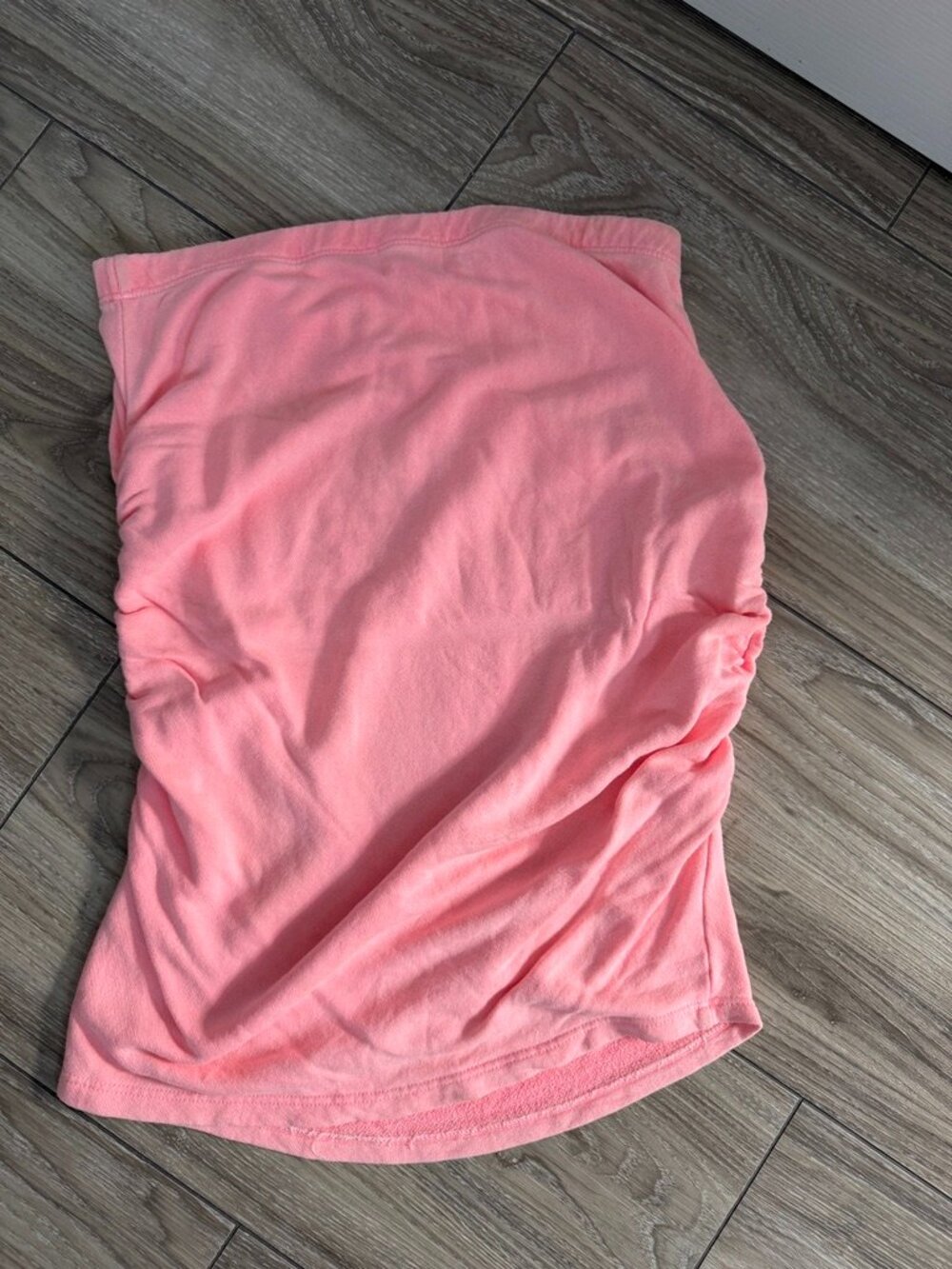 Pink Terry Cloth Strapless Ruched Beach Cover-Up Mini Dress | Size S - Picture 4 of 4